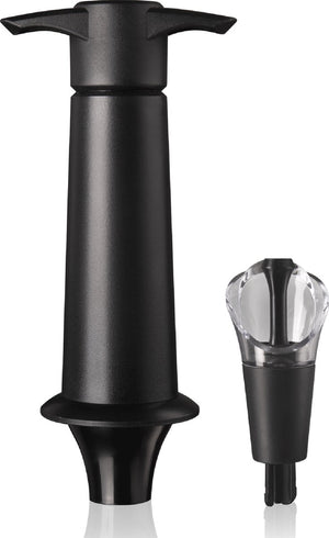 Vacuvin vacu vin wine saver server – vacuümpomp met schenktuit en wijnstopper – wijn bewaren en druppelvrij schenken – zwart