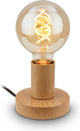 Briloner teepu - industriële tafellamp - retro bedlamp - metaal - e27 fitting - ø10 cm - houtlook