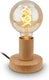 Briloner teepu - industriële tafellamp - retro bedlamp - metaal - e27 fitting - ø10 cm - houtlook