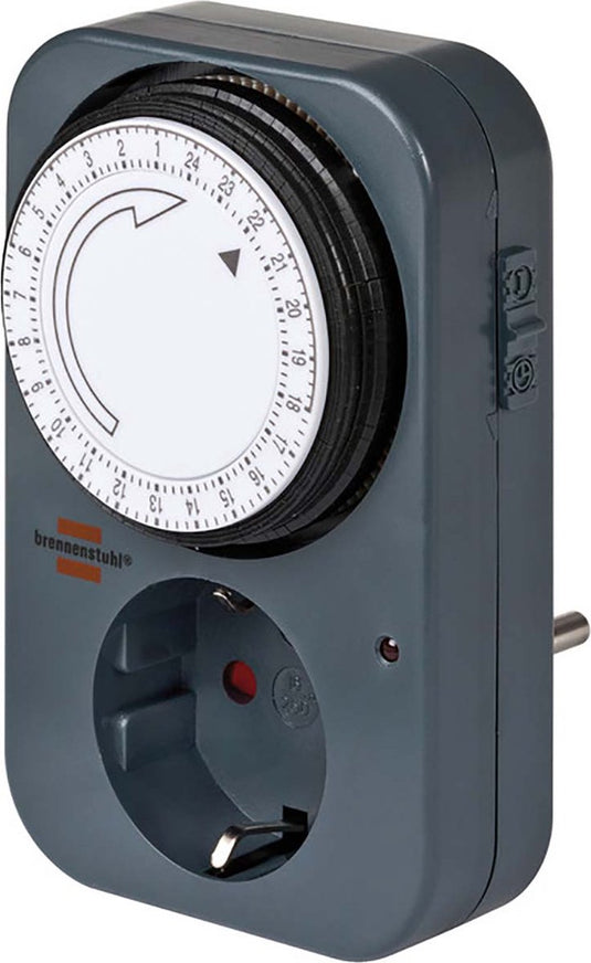 Brennenstuhl tijdschakelklok mz 20, mechanisch stopcontact (dag-timer met hogere contactbescharming) kleur: grijs