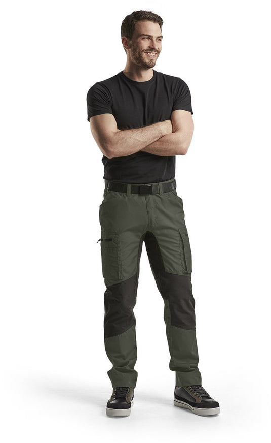 Blåkläder blaklader service werkbroek met stretch 1459-1845 - army groen zwart - c46
