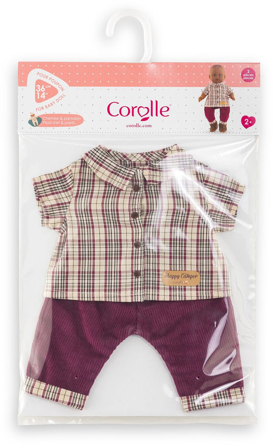 Corolle geruit shirt met broek kleine ontdekker - 36cm