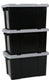Iris powerbox opbergbox - 50l - kunststof - zwart grijs - set van 3