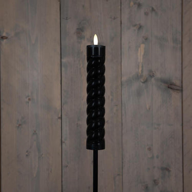 Anna's collection solar swirl fakkel zwart 3d lont op steker 97cm (21x4cm fakkel en 76cm steker)