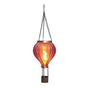 Anna's collection solar luchtballon met vlameffect roze 12led 11x36cm