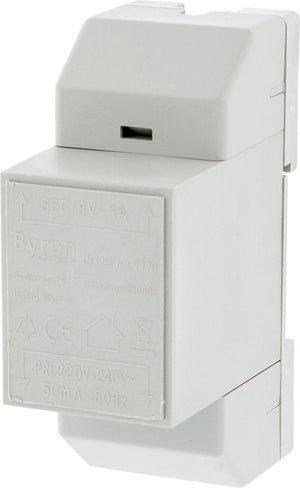 Byron 7770 bedrade din rail transformator – wit – 8 v 1 amp
