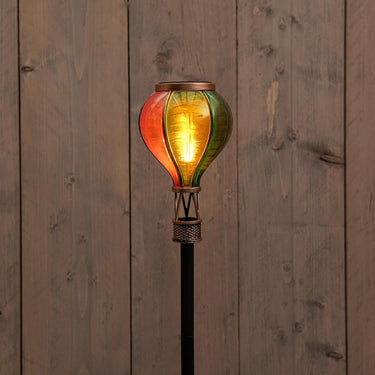 Anna's collection solar luchtballon op steker met vlameffect 12led 11x57cm