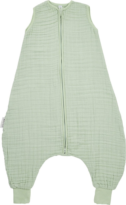 Meyco baby uni baby zomer slaapoverall jumper - pre-washed hydrofiel - soft green - 80cm - 0.5 tog