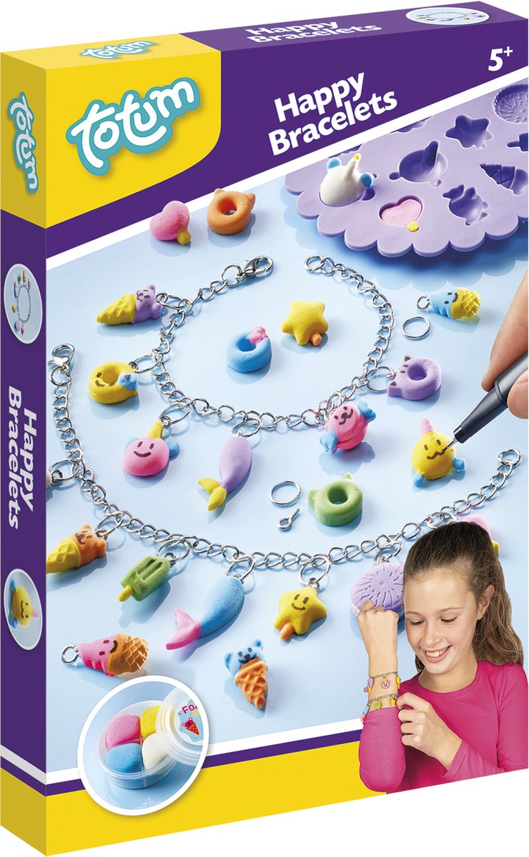 Laden Sie das Bild in Galerie -Viewer, Totum vrolijke bedelarmbandjes maken happy bracelets - met zelfhardende klei en herbruikbare mal- creatief speelgoed meisjes vanaf 5 jaar
