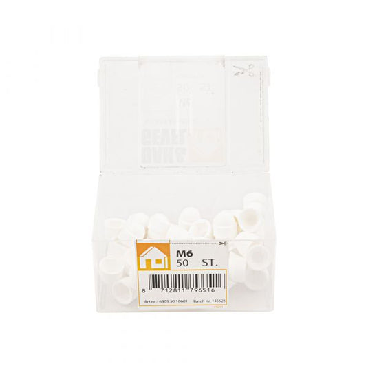 Afdekkap moer m6 wit kunststof kuip 50 st.