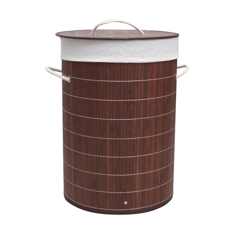 Load image into Gallery viewer, Homestyle pro ronde opvouwbare bamboe wasmand 35x50 cm bruin wit
