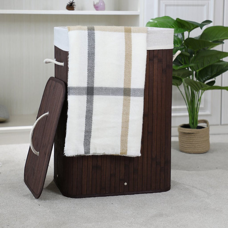 Load image into Gallery viewer, Homestyle pro rechthoekige bamboe wasmand 40x30x60 cm bruin wit
