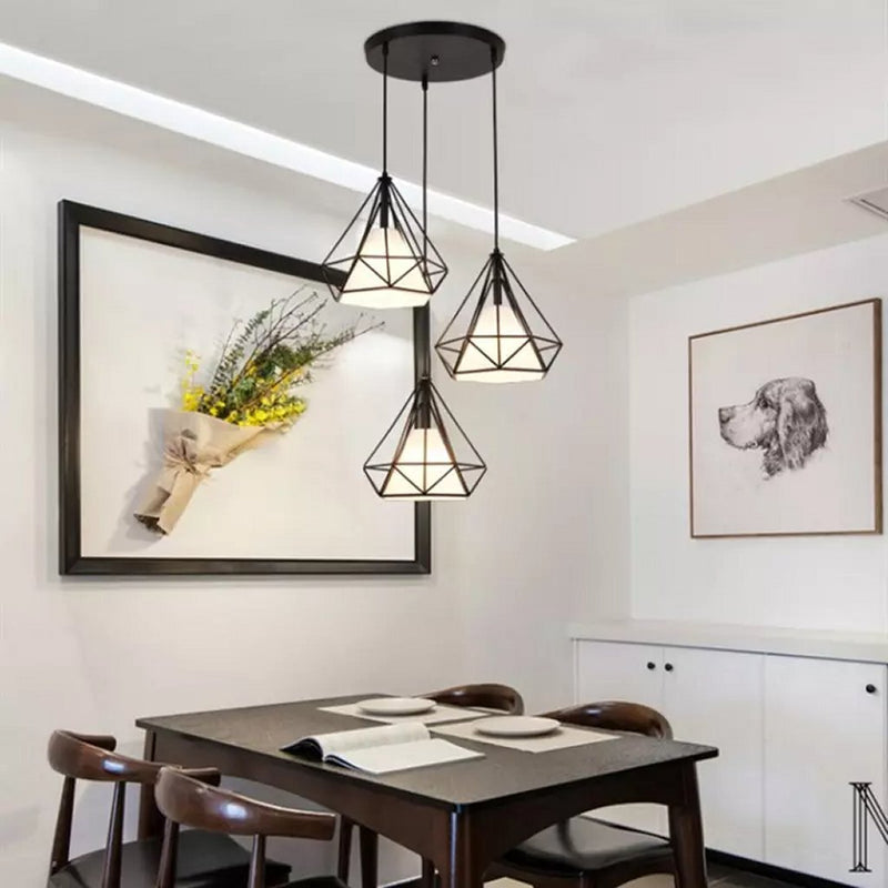 Load image into Gallery viewer, Homestyle Pro Homestyle MK024-B Industriële Diamantvorm Hanglampen Zwart Wit Metaal
