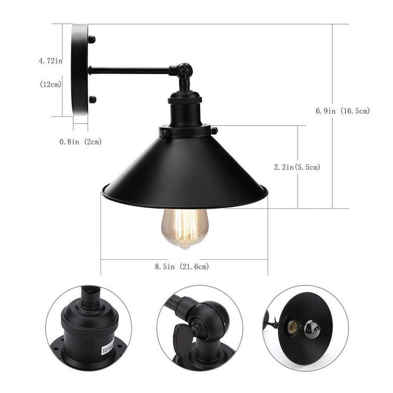 Load image into Gallery viewer, Homestyle pro mk023-b industri euml;le wandlamp 22 cm zwart metaal
