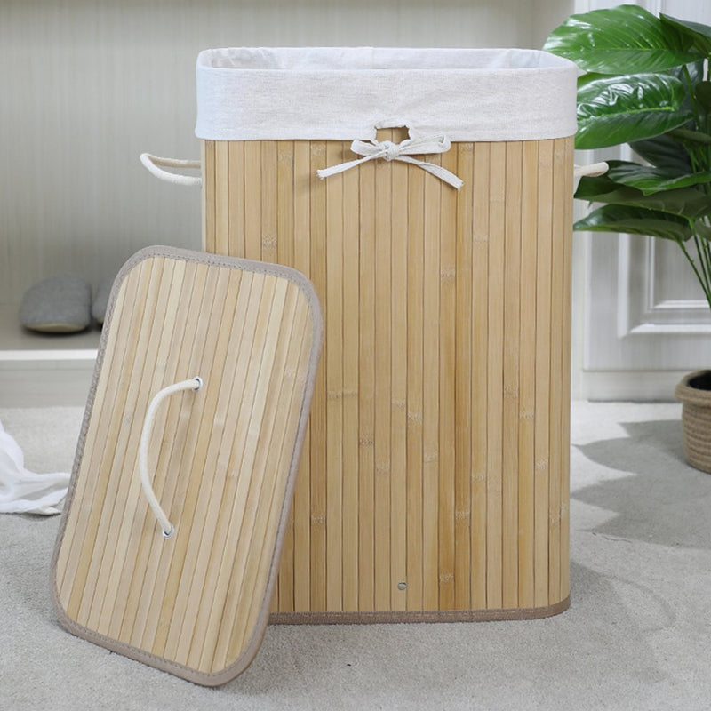 Load image into Gallery viewer, Homestyle pro rechthoekige bamboe wasmand 40x30x60 cm naturel wit
