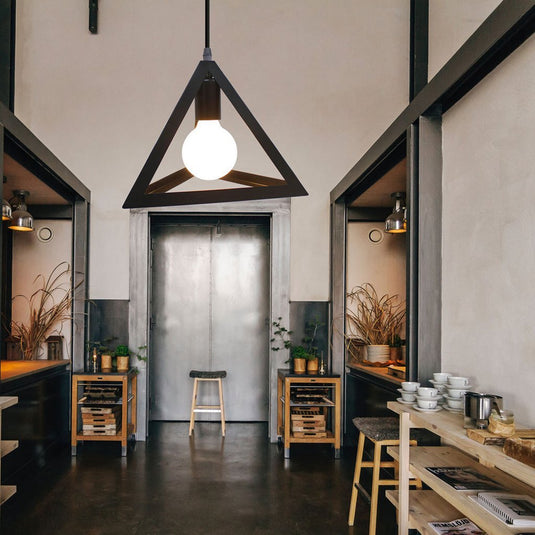 Homestyle pro mk007-b industriële pyramide hanglamp 25x22 cm zwart metaal