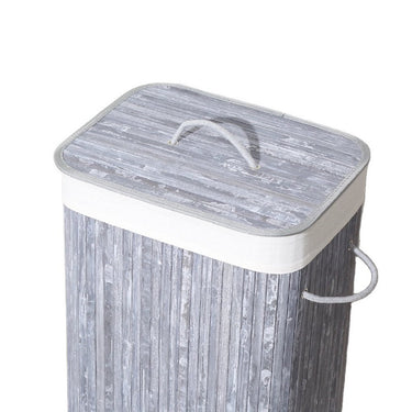 Homestyle pro rechthoekige bamboe wasmand 40x30x60 cm grijs wit