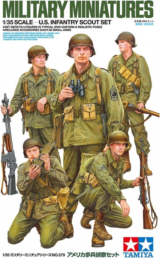 Tamiya modelbouwpakket militaire voertuigen - 35379 us infantry scout set - 5 figures plastic - 1:35 - modelbouw