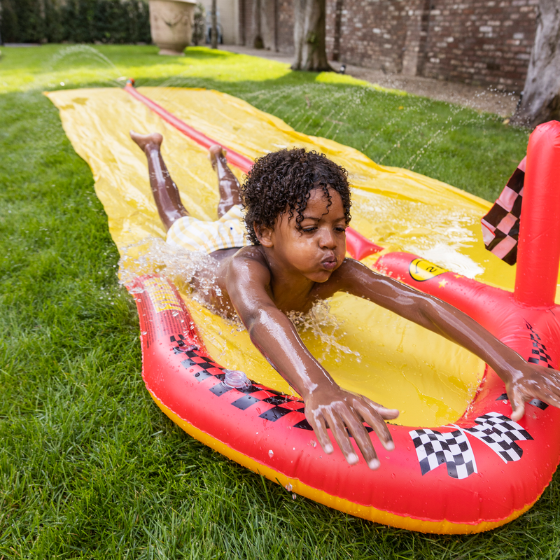 Load image into Gallery viewer, Racing | meerkleurige opblaasbare waterglijbaan
