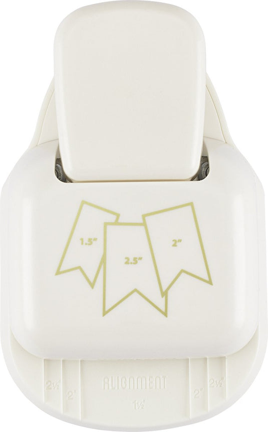 Vaessen creative pons - 3 in 1 label pons - 3,8 - 5 - 6,4 cm - vlaggetjes - ivoor