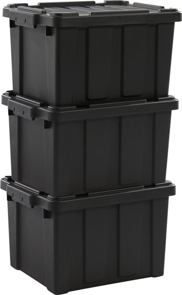 Iris powerbox robuust opbergbox - 21l - kunststof - zwart - set van 3