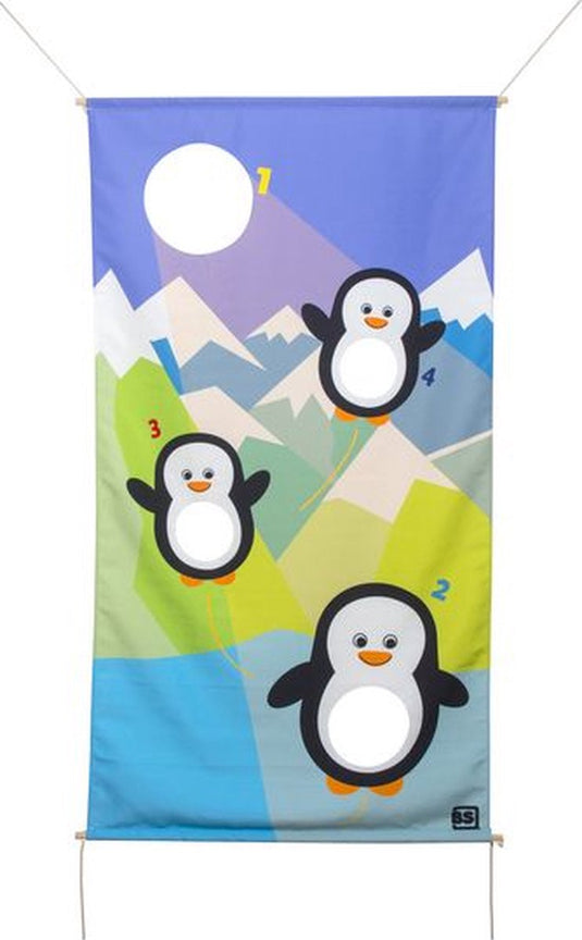 Bs toys voer de pinguïns - fsc - polyester - hout - gatendoek - puntendoek - coördinatiespel - actiefspel