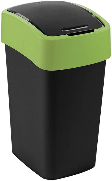 Curver flip bin serie - vuilnisbak - 45l - zwart groen - dubbele opening