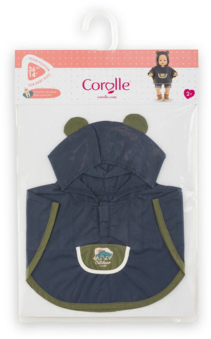 Corolle regenponcho poppenkostuum 36cm met capuchon en berenoortjes.