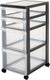 Iris design chest ladesysteem - 4 lades - 2 x 7.5 l - 2 x 15 l - kunststof - zwart transparant - met wieltjes