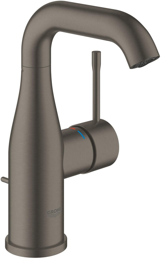 Grohe essence new wastafelkraan – medium - met trekwaste - hard graphite geborsteld (mat antraciet) - waterbesparend