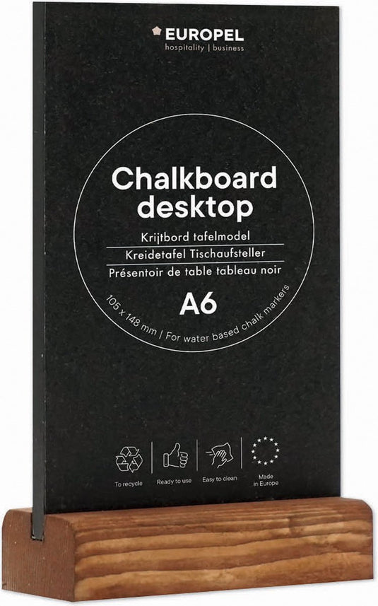 Europel krijtbord staand - tafelmodel – a6 - hout