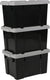 Iris powerbox opbergbox - 21l - kunststof - zwart grijs - set van 3