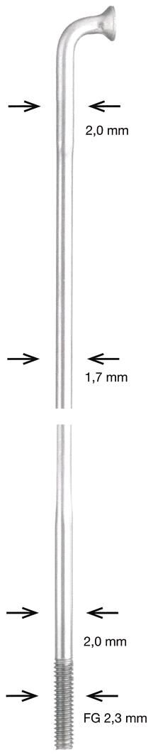 Alpina spaak spoke sst db 2x1,7x2mm 286mm sil.