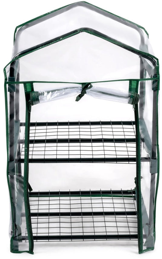 Kinzo broeikas kweekkas 45 x 50 x 80 cm - tuinkas met 2 verdiepingen - compacte broeikast voor planten en kweekbak - weerbestendig en transparant