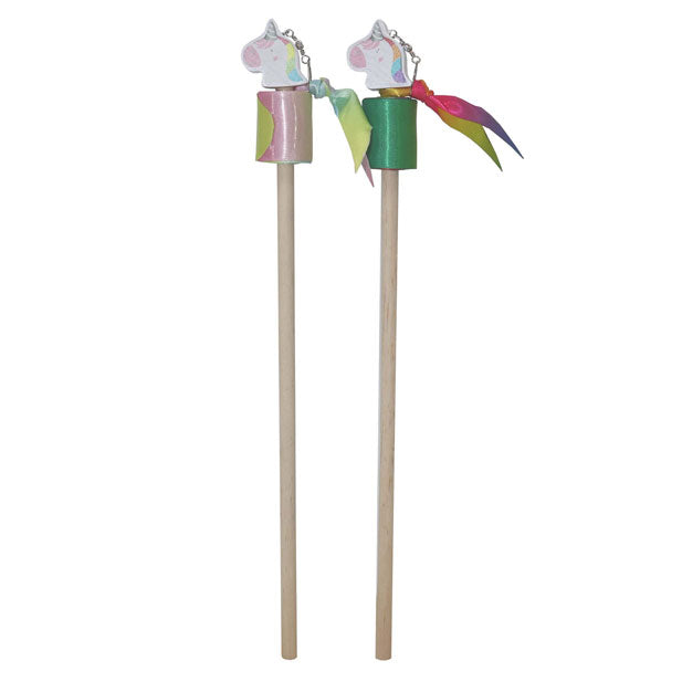 Load image into Gallery viewer, Houten stok met danslint eenhoorn
