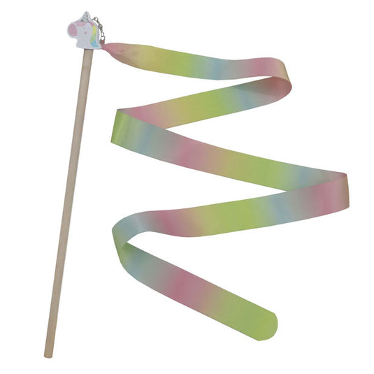 Houten stok met danslint eenhoorn