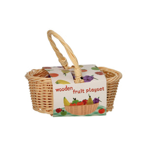 Pic houten fruit in knickmand, 7dlg.