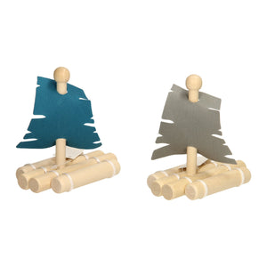 Houten vlot met zeil