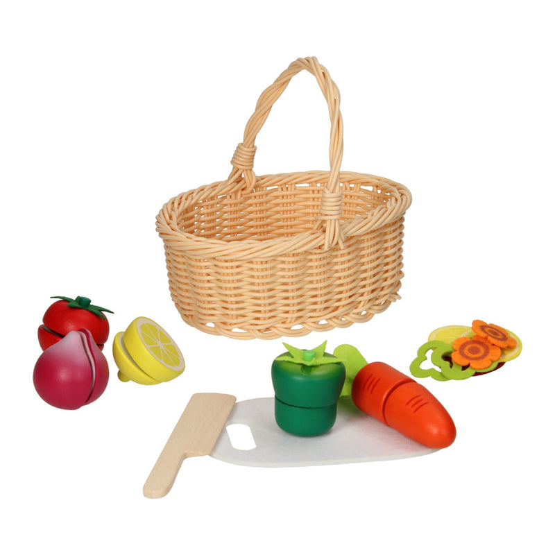 Load image into Gallery viewer, Snij-Fruit Hout in Picknickmandje
