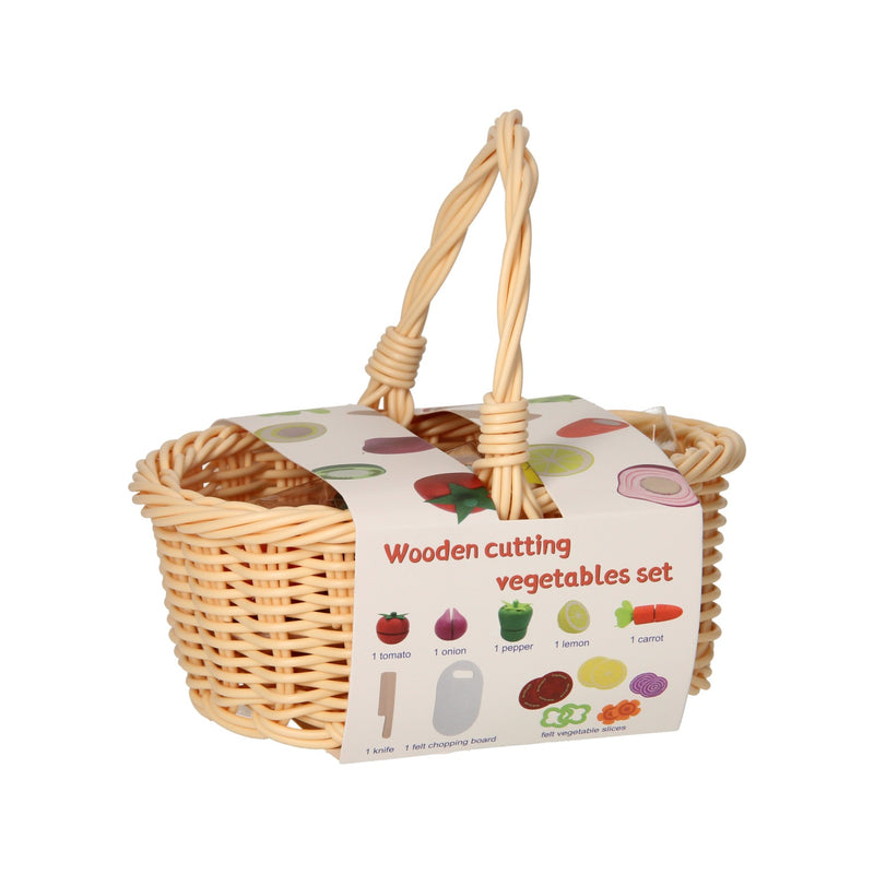 Load image into Gallery viewer, Snij-Fruit Hout in Picknickmandje

