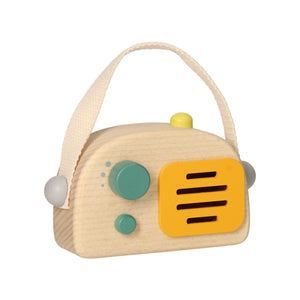 Houten radio - grijs
