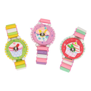 Houten horloge cupcake