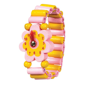 Horloge hout bloem