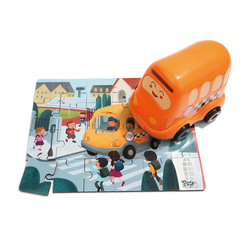 Load image into Gallery viewer, Topbright Houten Legpuzzel School met Schoolbus, 24st.
