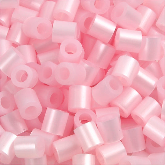 Nabbi strijkkralen, afm 5x5 mm, gatgrootte 2,5 mm, medium, roze parelmoer (32259), 1100 stuk 1 doos