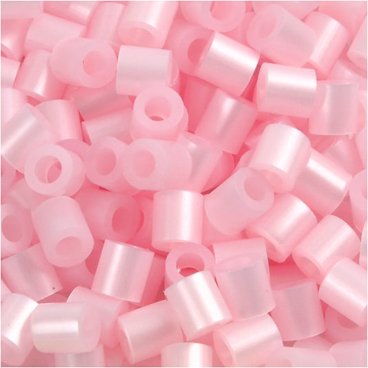 Nabbi strijkkralen, afm 5x5 mm, gatgrootte 2,5 mm, medium, roze parelmoer (32259), 6000 stuk 1 doos
