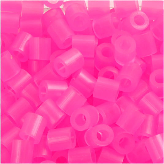 Nabbi strijkkralen, afm 5x5 mm, gatgrootte 2,5 mm, medium, roze neon (32257), 1100 stuk 1 doos