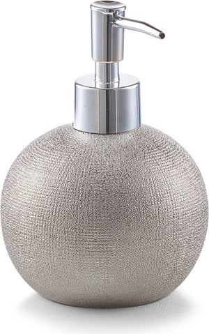 Zeller zeeppompje dispenser - keramiek - zilver glitter - 14 cm