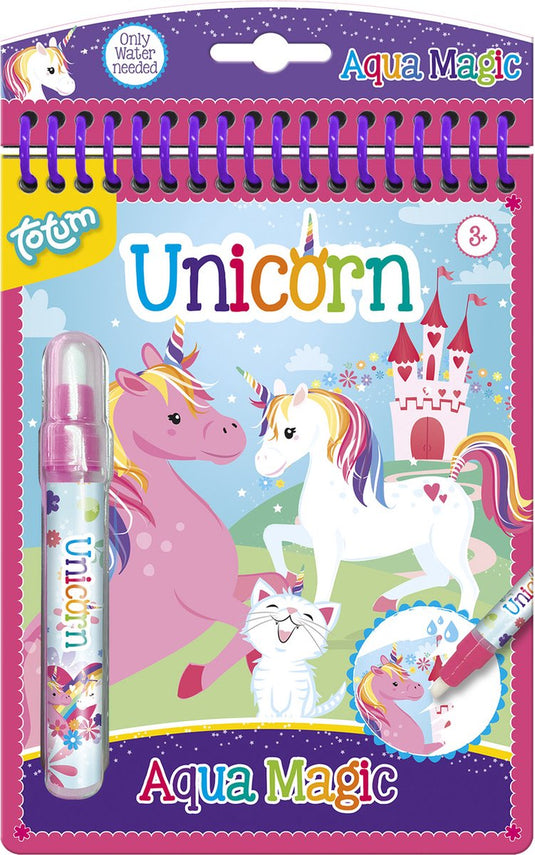 Totum unicorn magisch water kleur boekje - herbruikbaar aqua magic kleurboek 16 x 21 cm | kleuren educatief peuter speelgoed