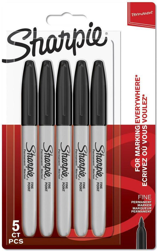 Sharpie permanente markers | fijne punt | zwarte inkt | 5 stuks
